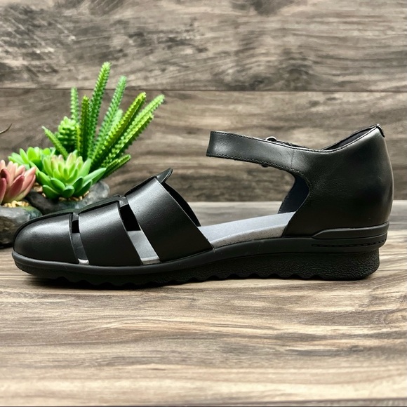 NIB Aravon Josie Two Piece Mary Jane Fishman Sandal Closed Toe Black - Picture 7 of 12